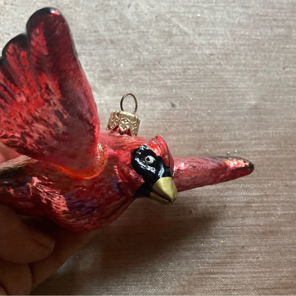 Vintage Whimsical Red Cardinal In Flight Ornament #Christmas #Cardinals #Garden